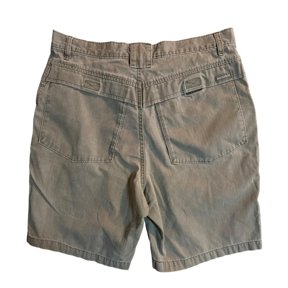 Woolrich 3069 Utility Canvas Shorts Mens 32 Light Olive Green Hiking Workwear